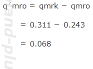 q´mro ＝ qmrk－qmroに数値代入。