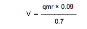 V・ηv＝qmr・vの変形式に数値代入