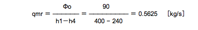 Φo＝qmr（h1－h4）…（2）式変形数値代入