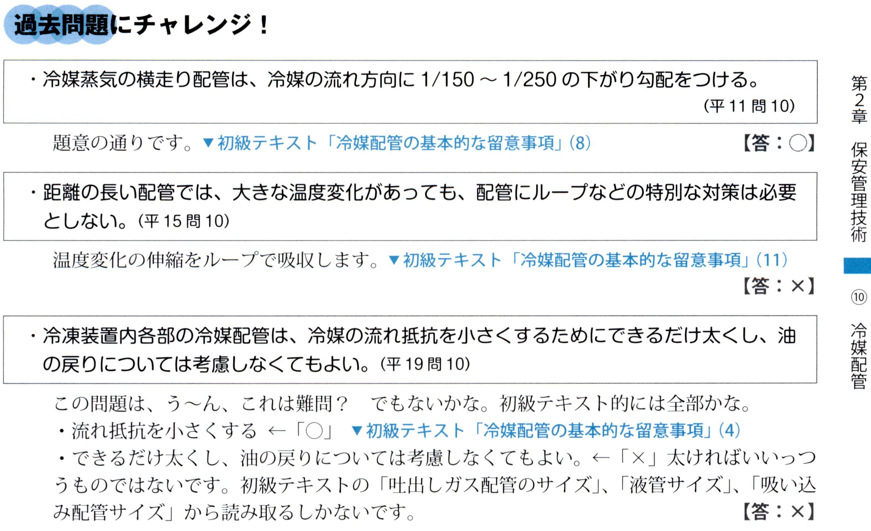 3種冷凍機械責任者試験精選問題集：題目や問題に該当する項目を記しました