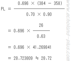 PLを求める式へ数値代入