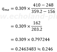 熱収支から導き出したqmoを求める式へ数値代入