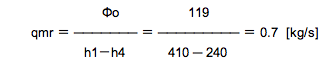 冷媒循環量（2）式変形数値代入
