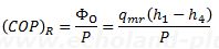 実際の成績係数(COP)Rを求める式は、軸動力Pを求めたのでオーソドックスに